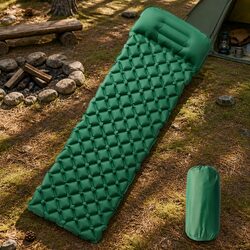 Inflating Camping Mattress Specs: 6 cm Thick, Green