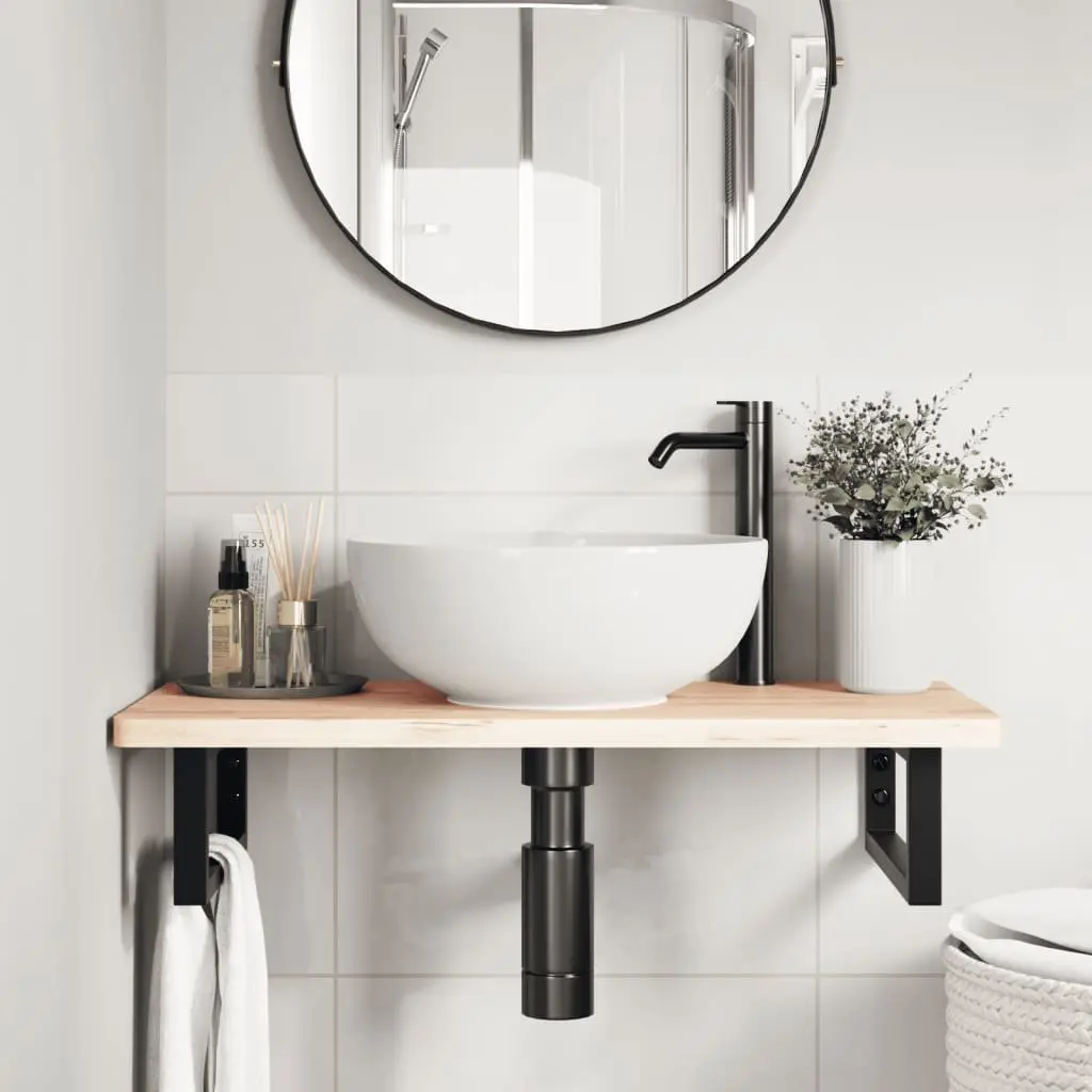 Shelf Brackets for Washbasin 2 pcs Black Rectangular Steel Wall Mount Support