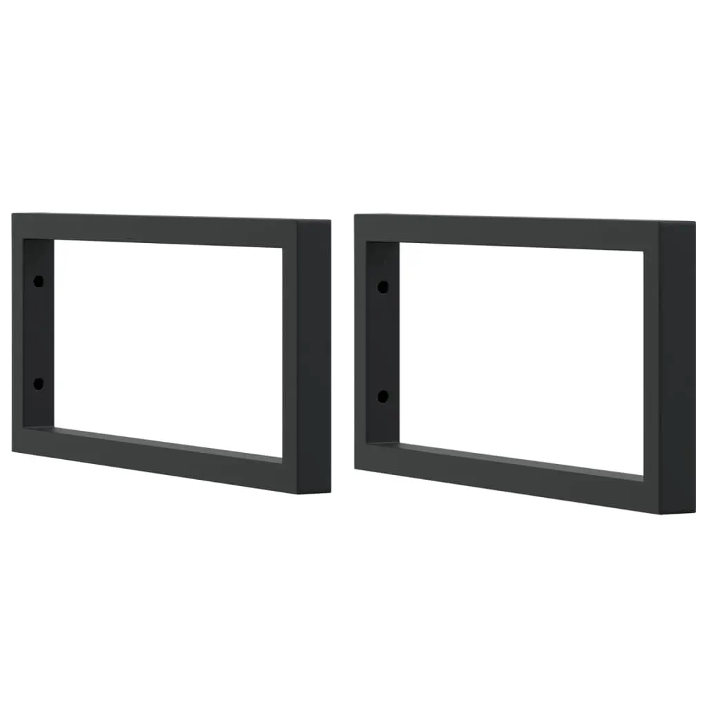 Rectangular Steel Shelf Brackets Black Wall Mount Support 2 pcs Home Storage