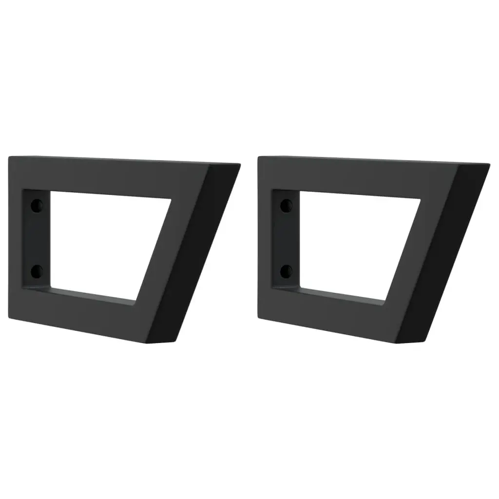 Trapezium Shelf Brackets for Bathroom Black Steel Wall Mount 2 Piece