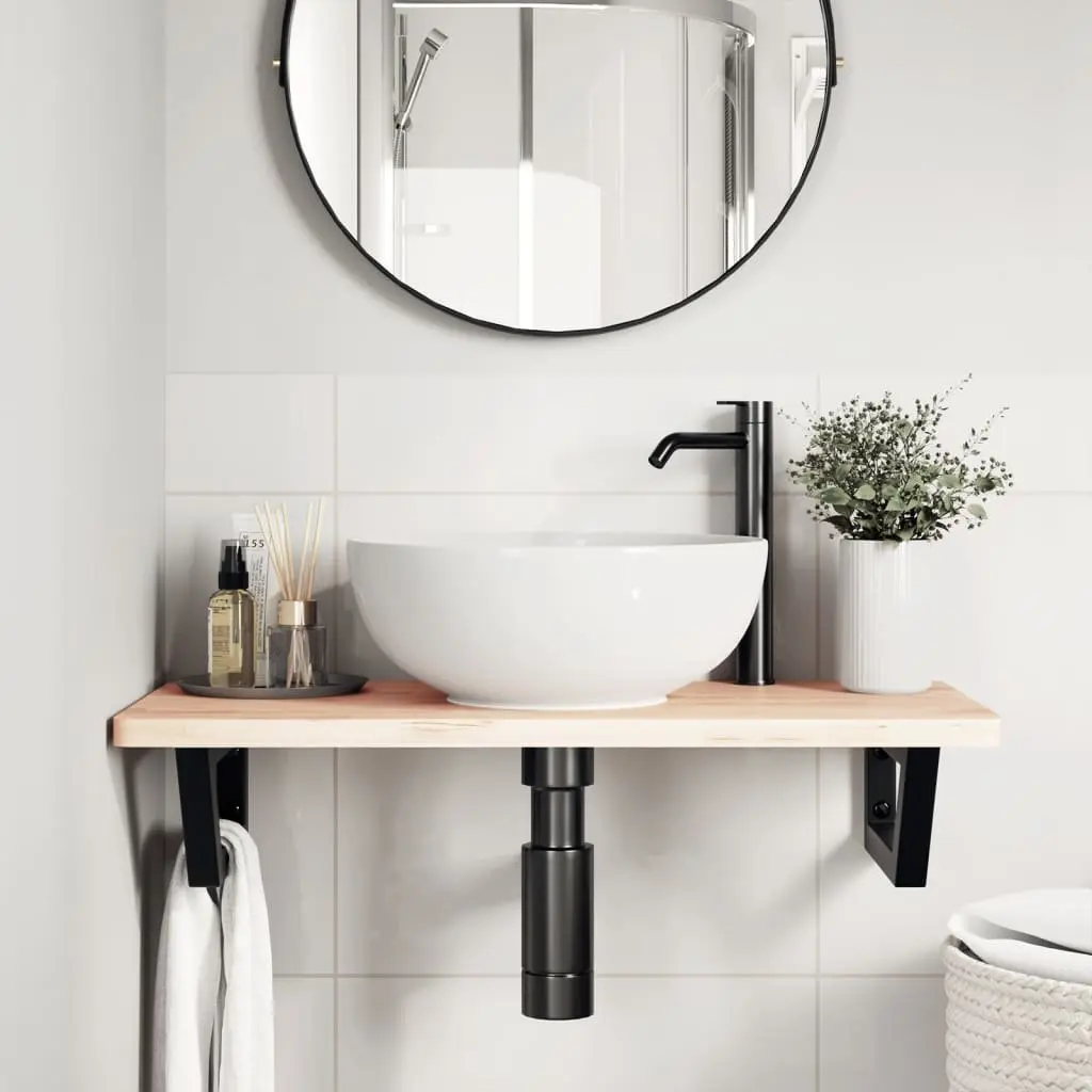 Trapezium Shelf Brackets for Bathroom Black Steel Wall Mount 2 Piece