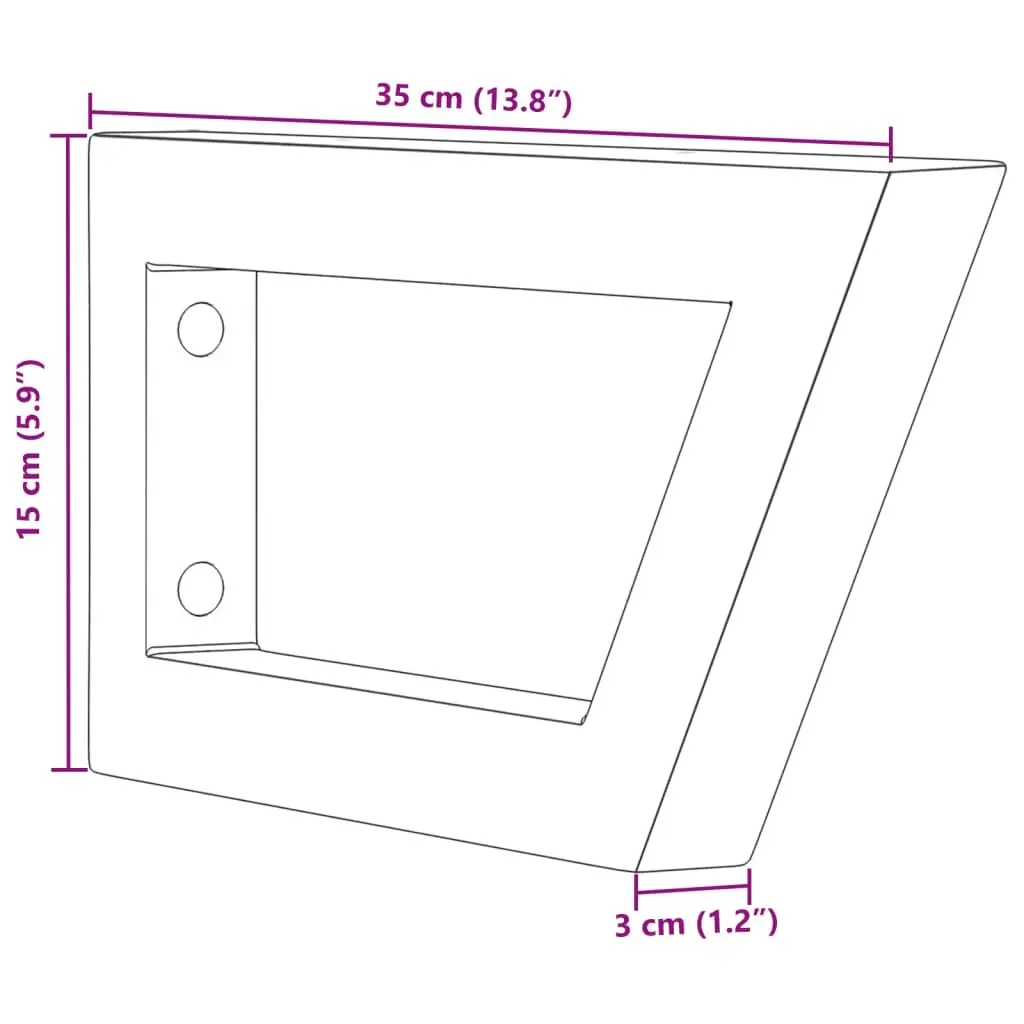 Trapezium Shelf Brackets for Bathroom Black Steel Wall Mount 2 Piece