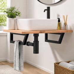 Trapezium Shelf Brackets Black 2 pcs Steel for Washbasin