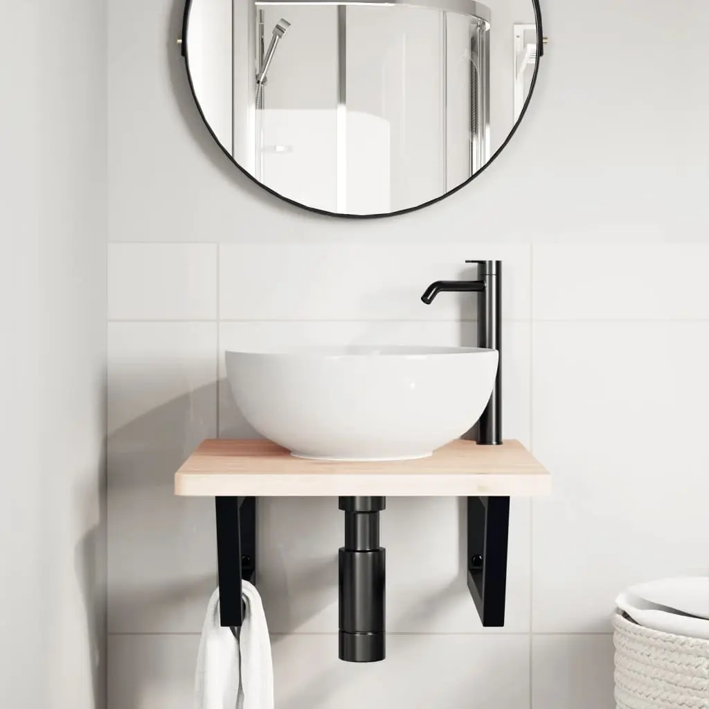 Shelf Brackets for Washbasin 2 pcs Black Trapezium Steel Wall Mount Support