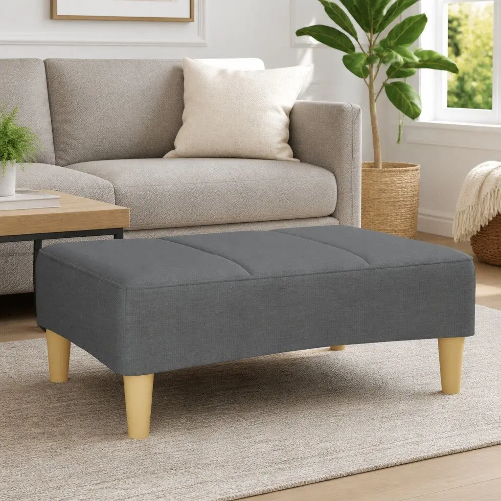 Footstool Living Room Dark Grey 77x55x31 cm Fabric