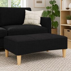 Compact Black Fabric Footstool Ottoman Dimensions: 77x55x31 cm