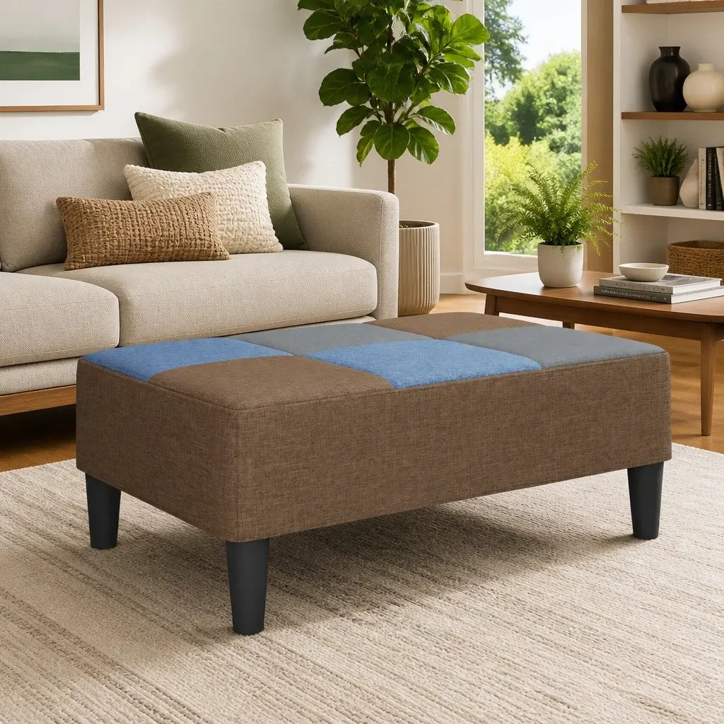 Ottoman Footstool Living Room Multicolour Fabric 77 x 55 x 31 cm