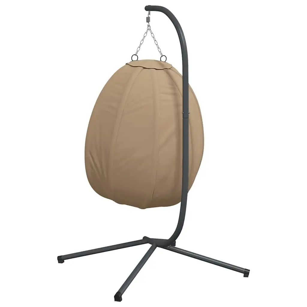 Hanging Egg Chair with Stand Outdoor Patio Garden Taupe Fabric Steel Frame