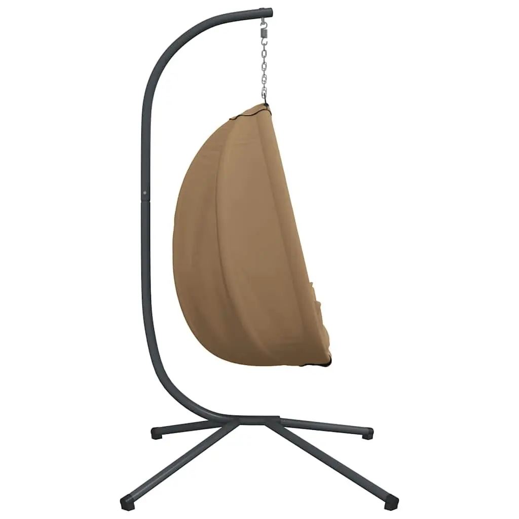 Hanging Egg Chair with Stand Outdoor Patio Garden Taupe Fabric Steel Frame