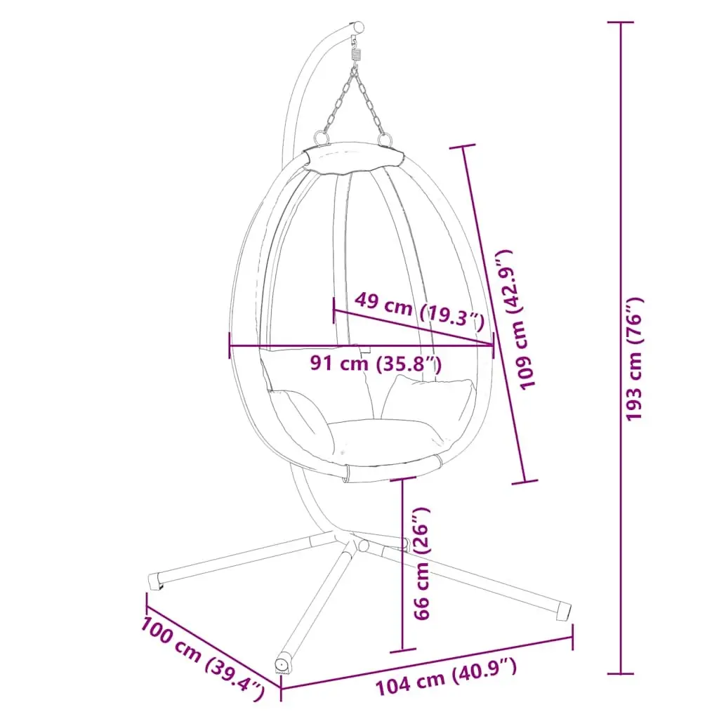 Hanging Egg Chair with Stand Outdoor Patio Garden Taupe Fabric Steel Frame