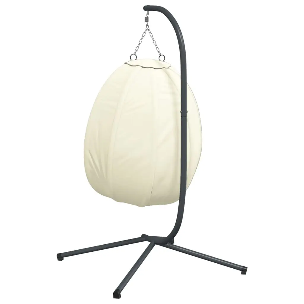 Hanging Egg Chair with Stand for Outdoor Garden Porch Beige Fabric