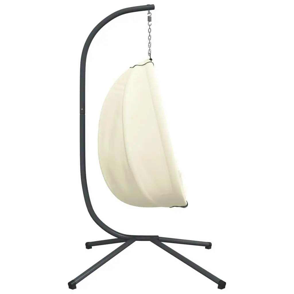 Hanging Egg Chair with Stand for Outdoor Garden Porch Beige Fabric