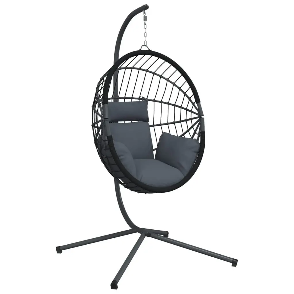 Hanging Egg Chair with Stand for Garden and Patio Anthracite Rattan Steel Frame