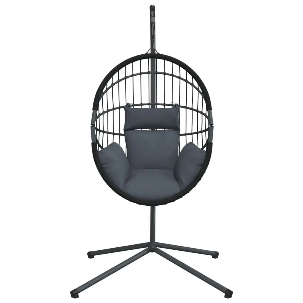 Hanging Egg Chair with Stand for Garden and Patio Anthracite Rattan Steel Frame
