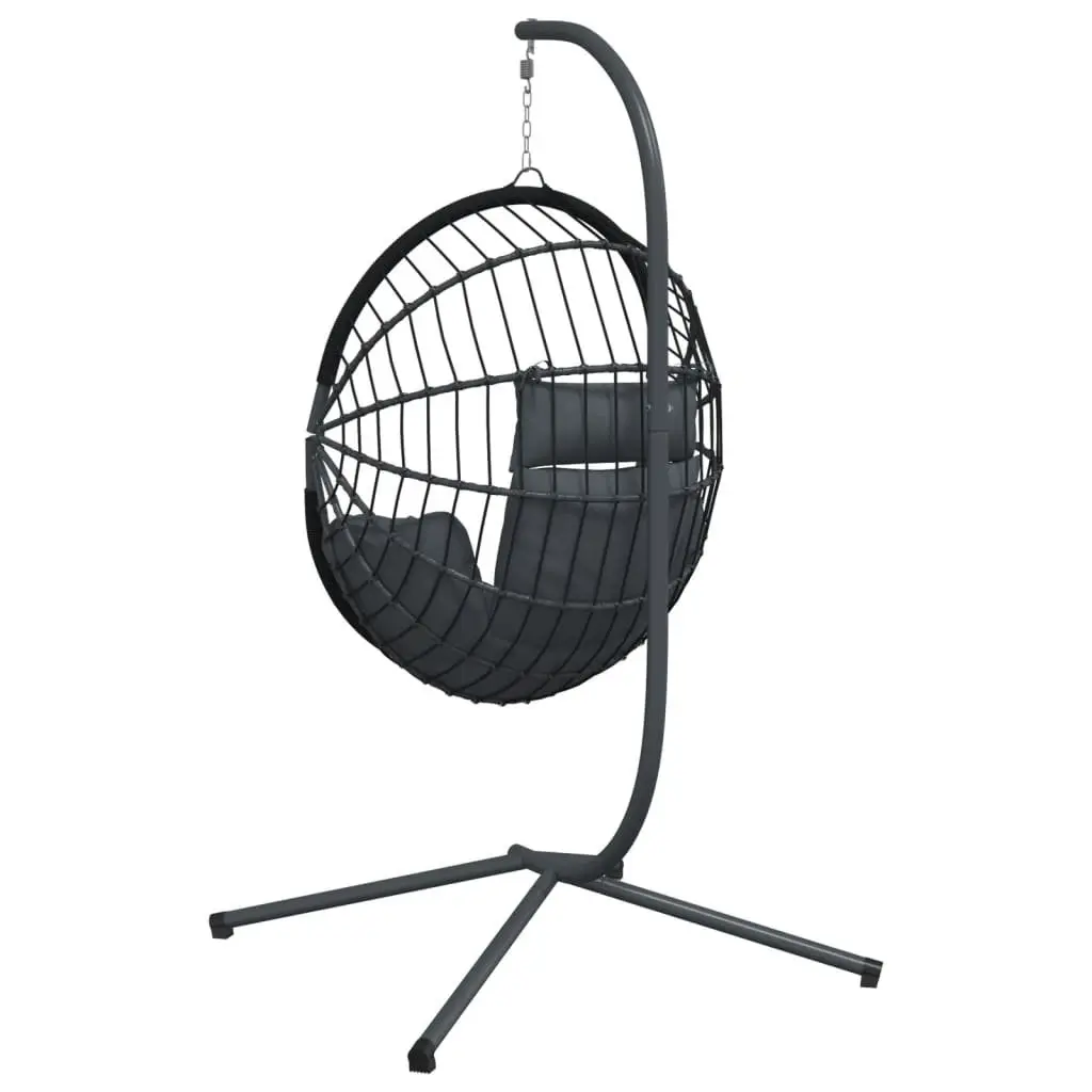 Hanging Egg Chair with Stand for Garden and Patio Anthracite Rattan Steel Frame
