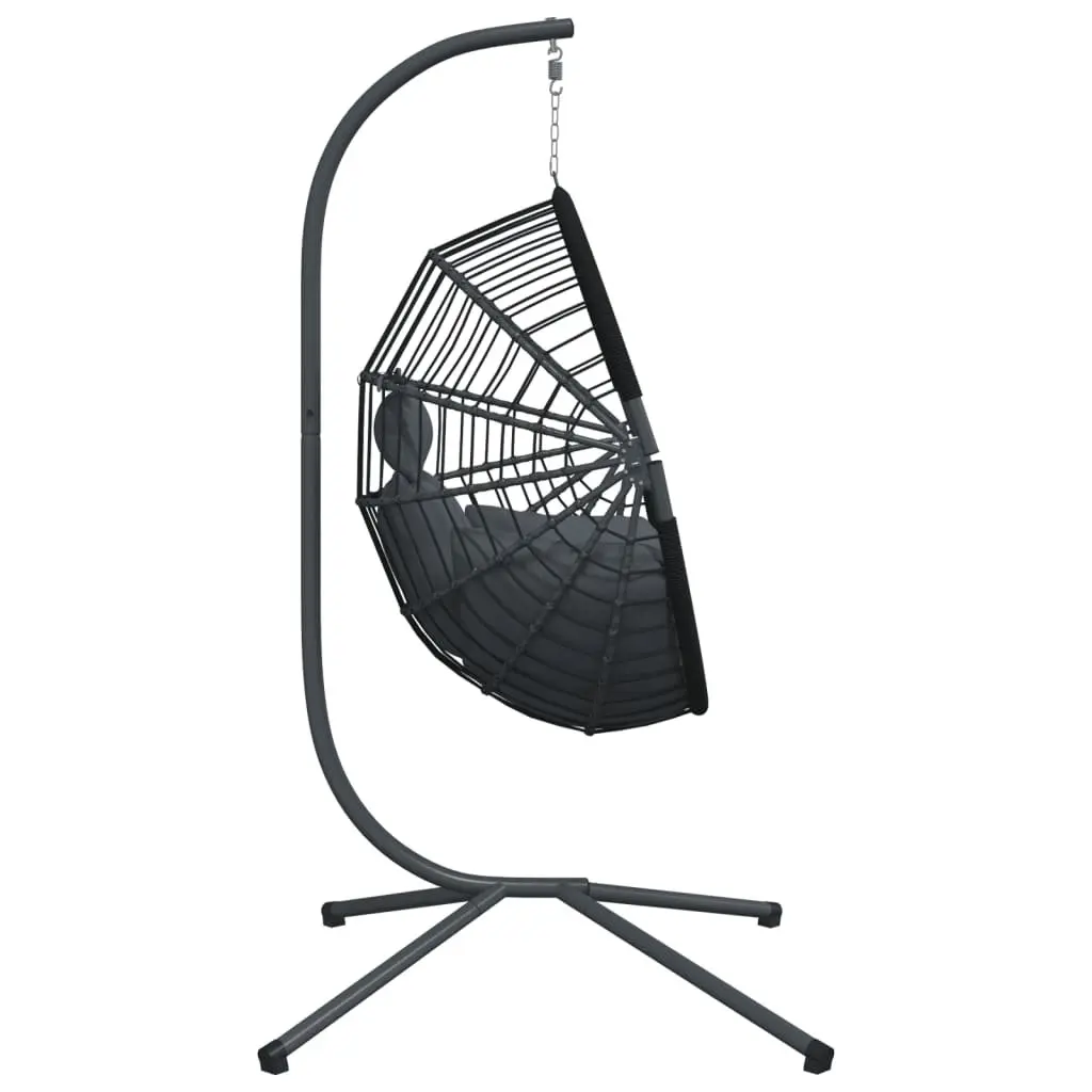 Hanging Egg Chair with Stand for Garden and Patio Anthracite Rattan Steel Frame