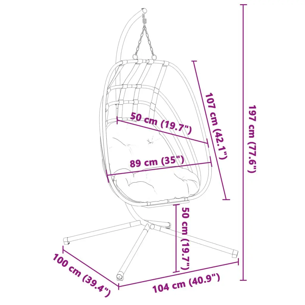 Hanging Egg Chair with Stand for Outdoor Garden Porch Anthracite