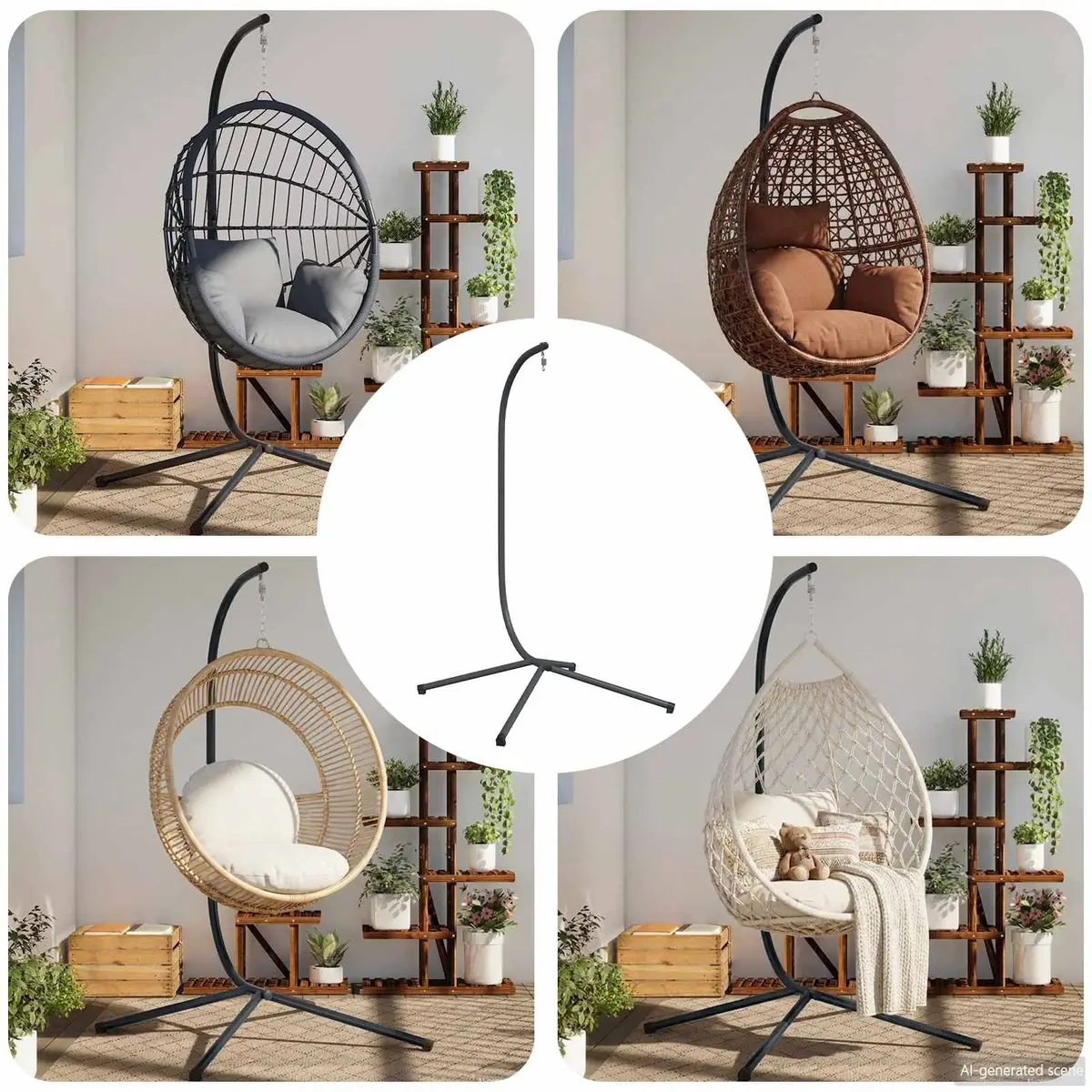 Hanging Egg Chair Stand Steel Frame Outdoor Porch Swing Support Anthracite