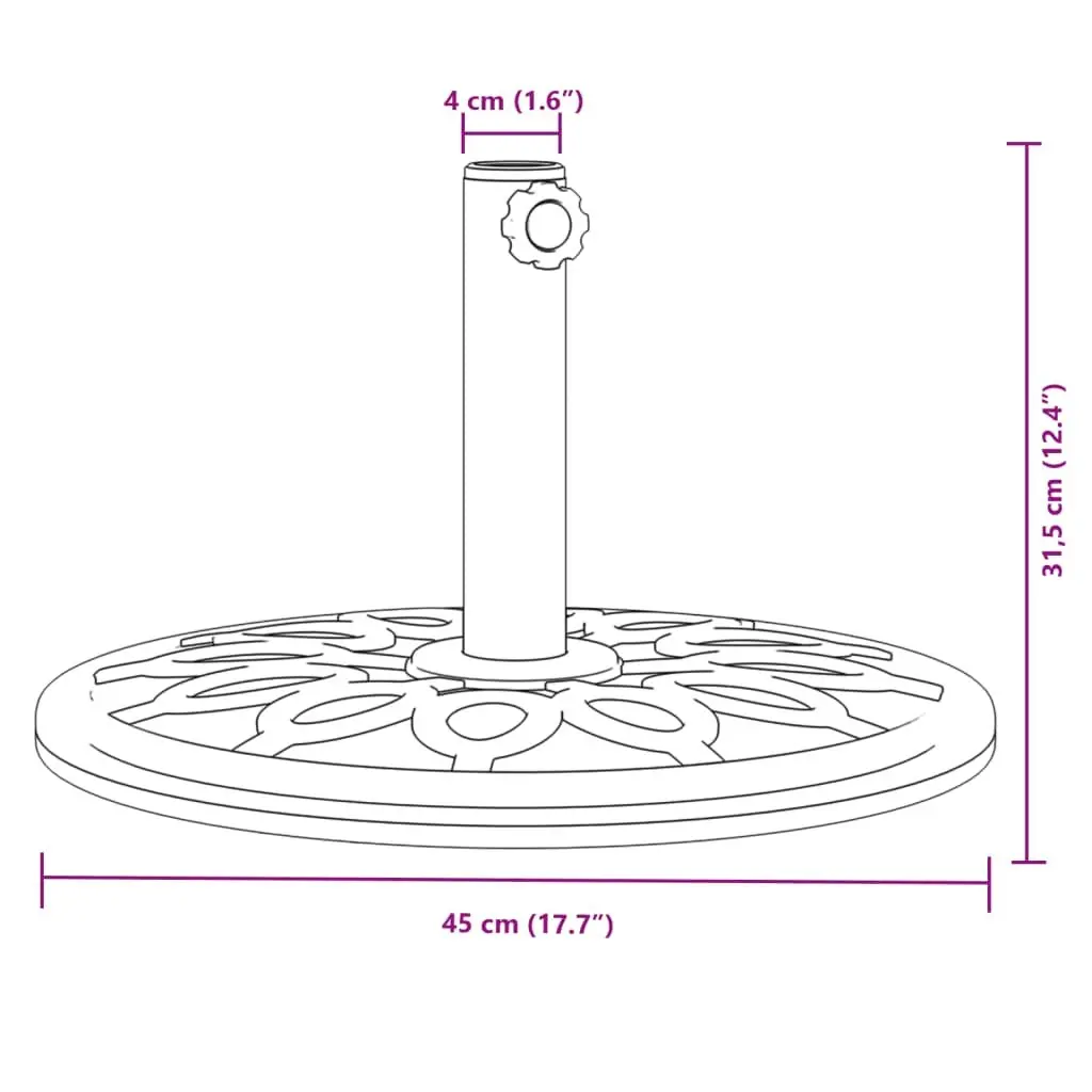 Round Parasol Base Umbrella Stand Outdoor Garden 12kg Ø38 Ø48mm Pole Adapter