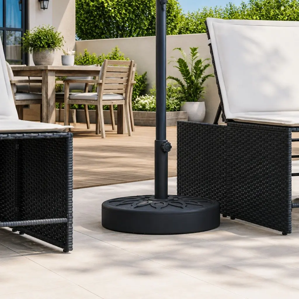 Parasol Base Outdoor Umbrella Stand 25kg Black Ø38 Ø48mm