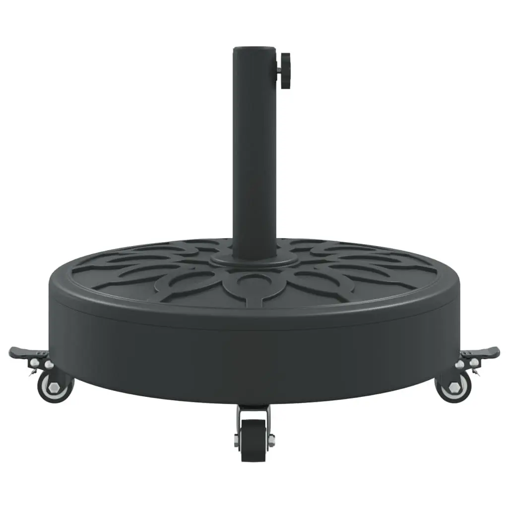 Round Parasol Base with Lockable Wheels for 38mm 48mm Poles Outdoor Umbrella