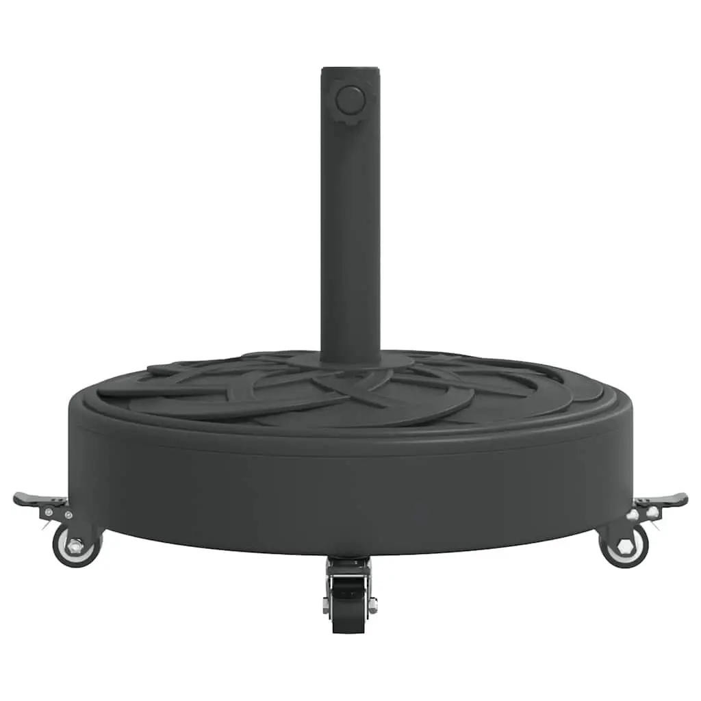 Parasol Base with Wheels Lockable Castors Round Outdoor Umbrella Stand Black