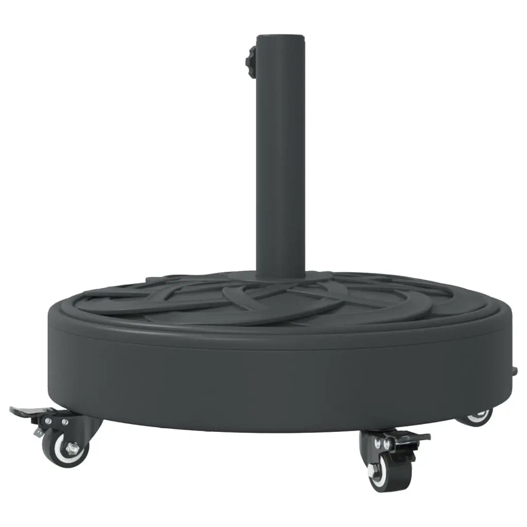Parasol Base with Wheels Lockable Castors Round Outdoor Umbrella Stand Black