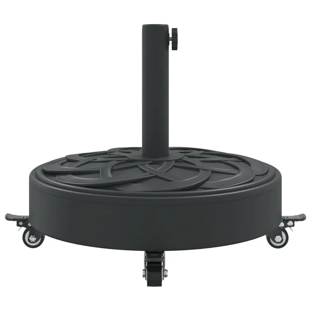 Parasol Base with Wheels Lockable Castors Round Outdoor Umbrella Stand Black