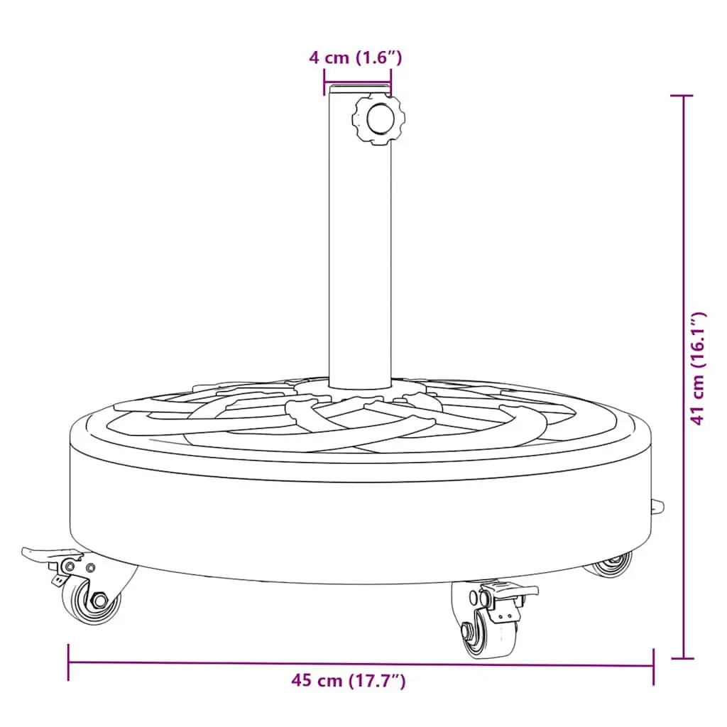 Parasol Base with Wheels Lockable Castors Round Outdoor Umbrella Stand Black