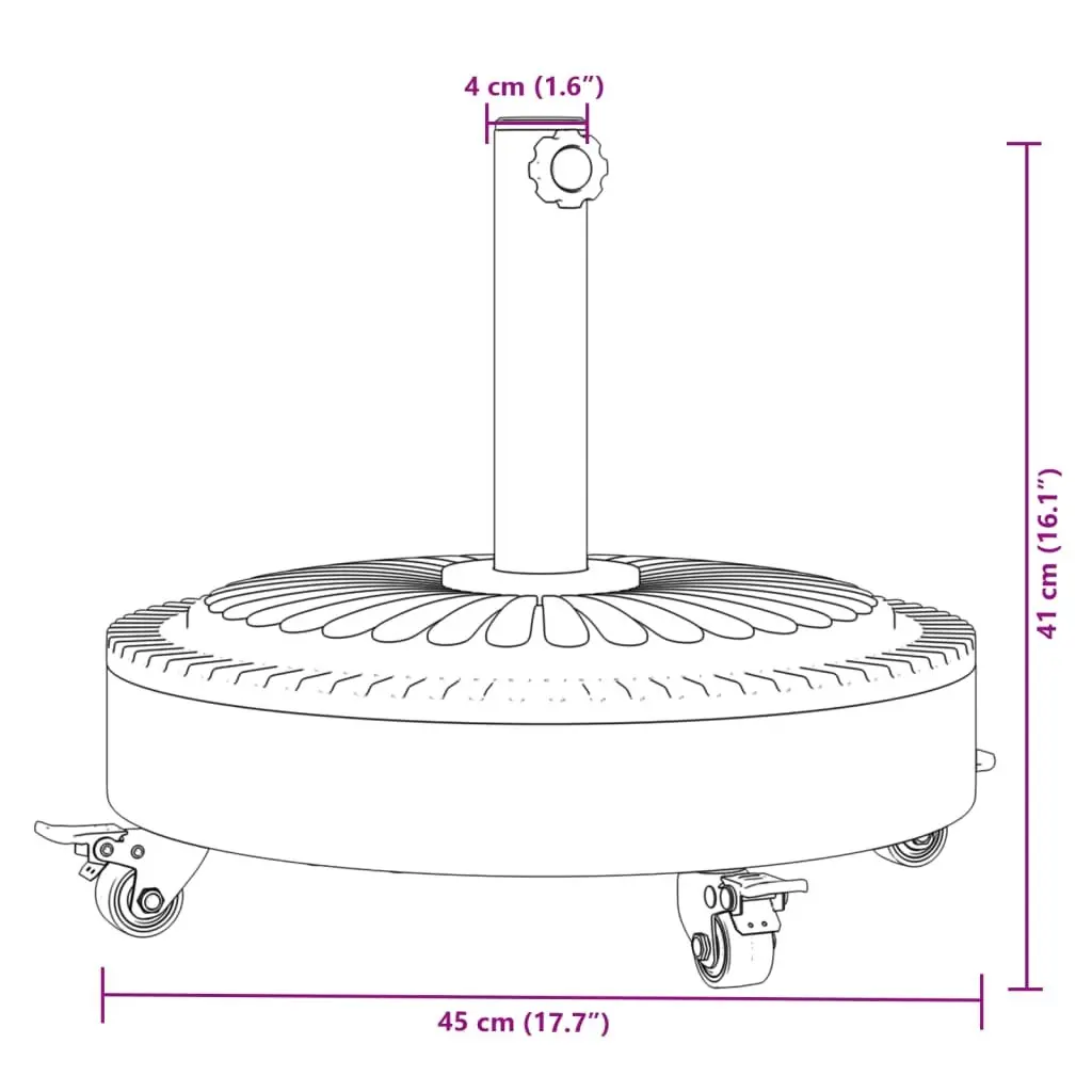 Round Parasol Base for Outdoor Use with Lockable Castors 27kg
