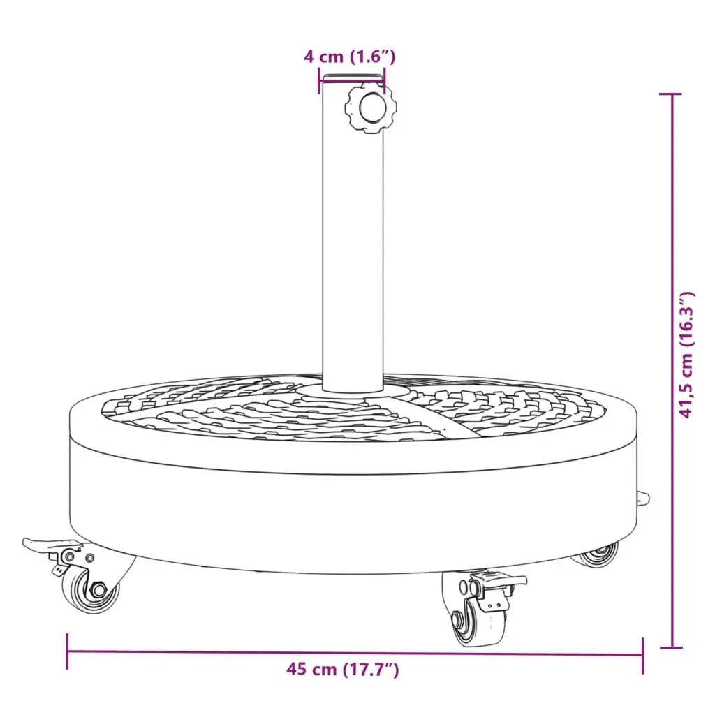 27 kg Round Parasol Base with Wheels and Adaptors