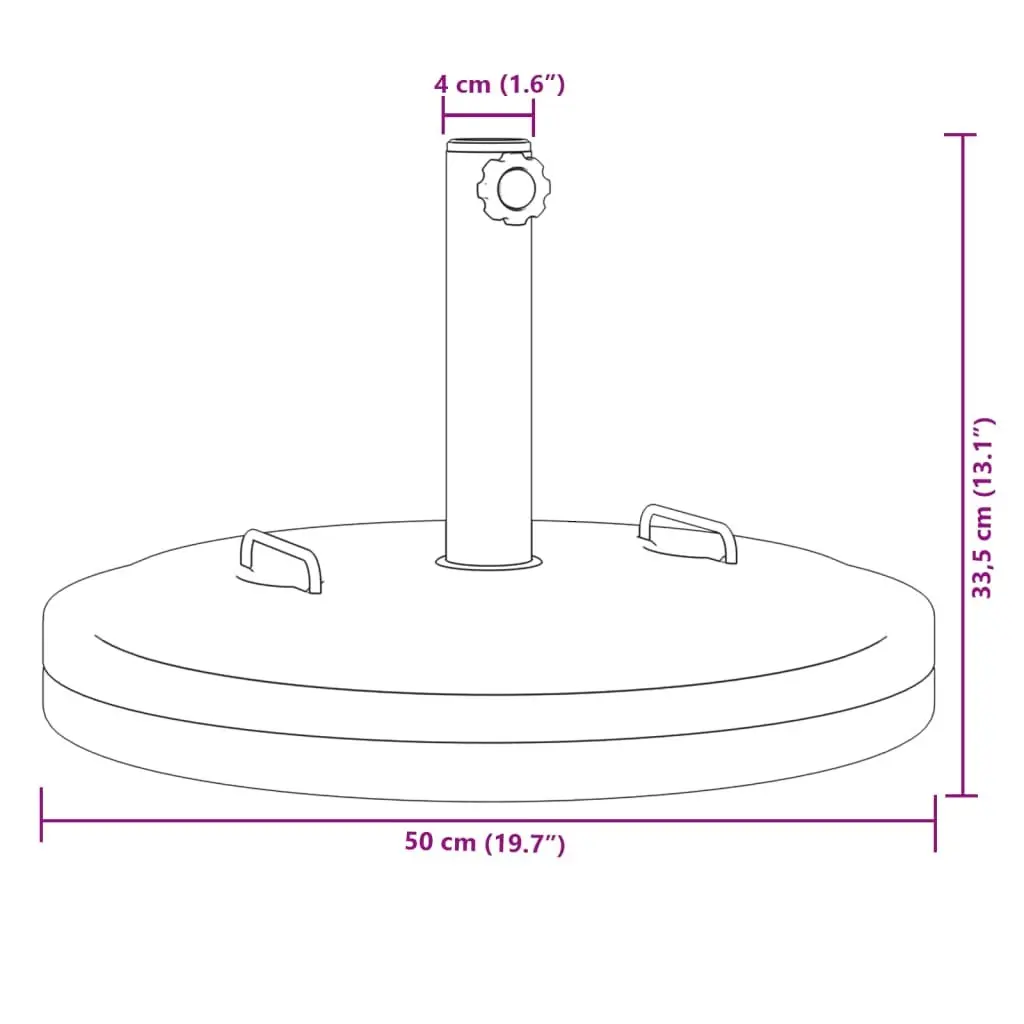 Round Parasol Base with Handles 25 kg Stable Outdoor Umbrella Stand Pole Adaptor