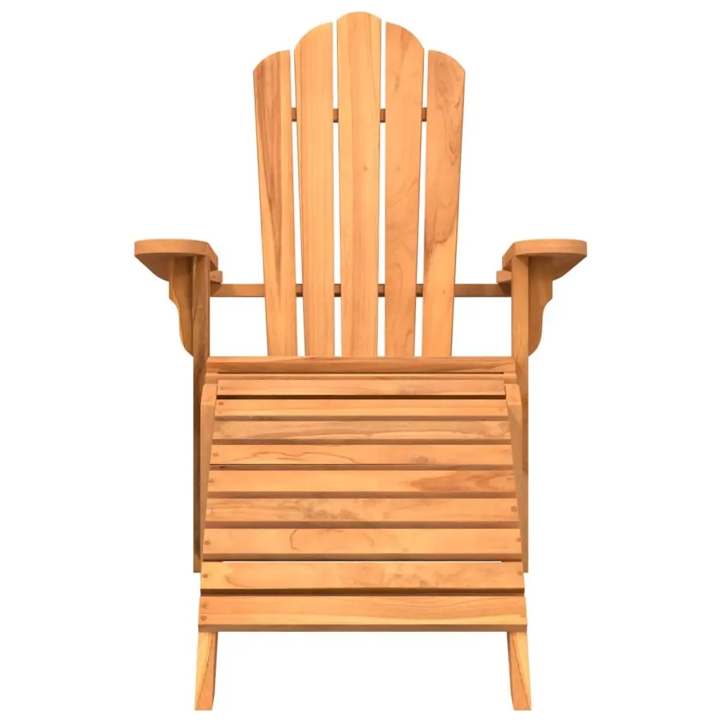 Outdoor Adirondack Chair with Footrest Garden Lounger Teak Wood Brown