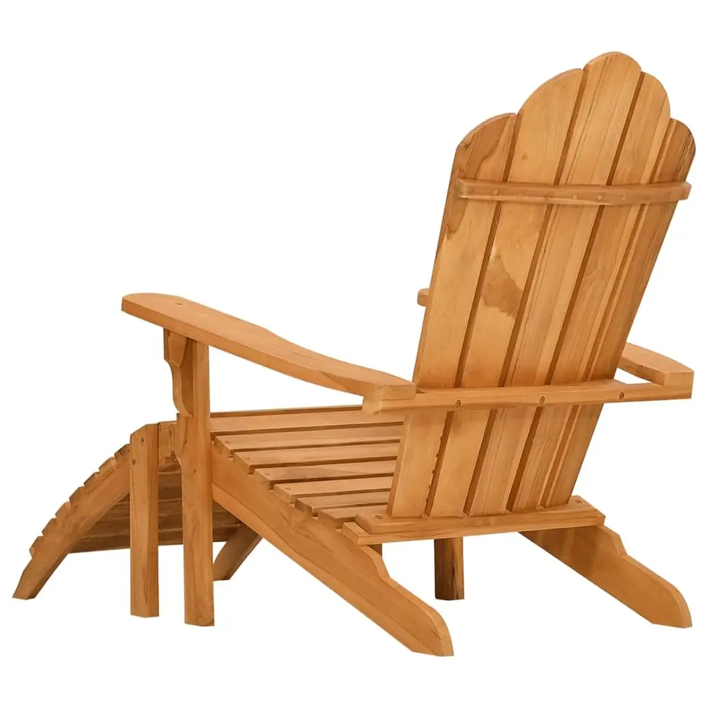 Outdoor Adirondack Chair with Footrest Garden Lounger Teak Wood Brown