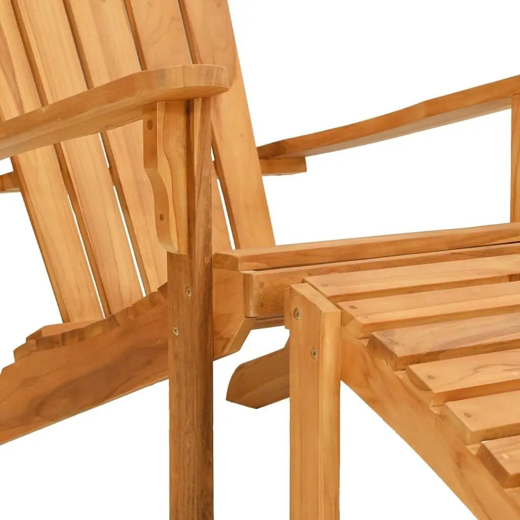 Outdoor Adirondack Chair with Footrest Garden Lounger Teak Wood Brown