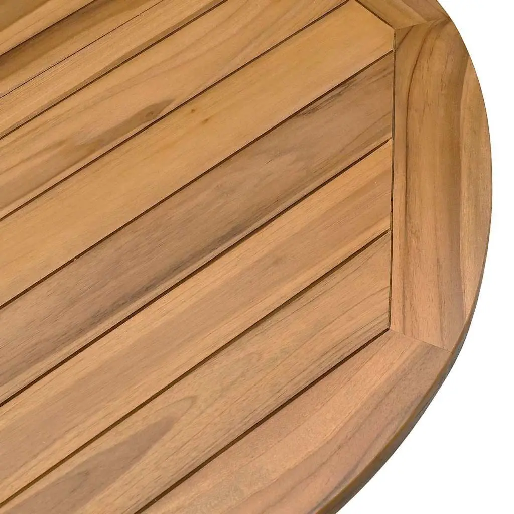 Garden Table Ø109x74cm Solid Teak Wood Slatted Design Patio Outdoor Furniture