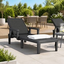 4-Way Adjustable Backrest Sun Lounger Dimensions 155.5 cm