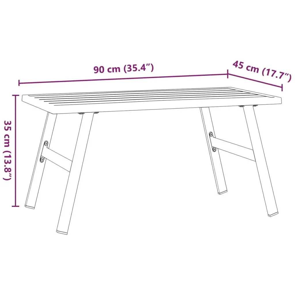 Outdoor Coffee Table for Garden Patio Black Steel Frame 90 x 45 x 35 cm
