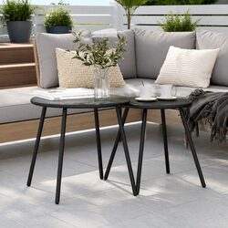 Specifications for Outdoor Coffee Tables Set of 2 Round Black