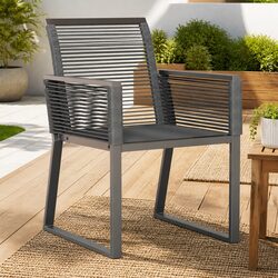 Outdoor Garden Chairs - 2 Pieces, Black PE Rattan and Steel
