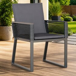 Outdoor Garden Chairs Set of 2 - Black PE Rattan & Steel