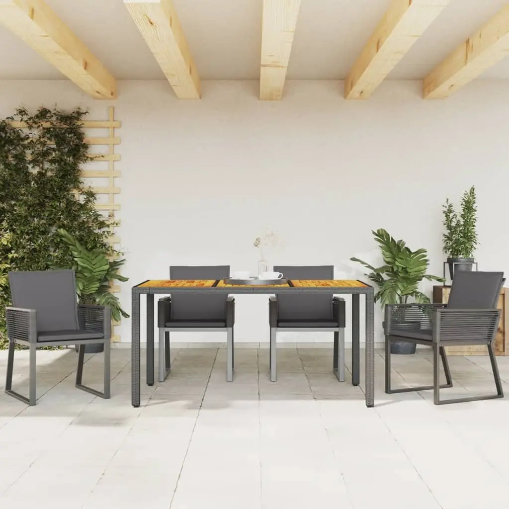 4-Piece Black Poly Rattan Garden Chair Set