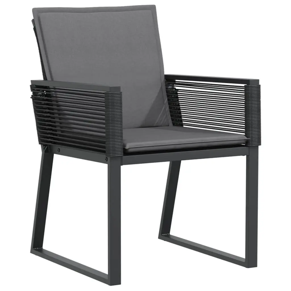 4-Piece Black Poly Rattan Garden Chair Set