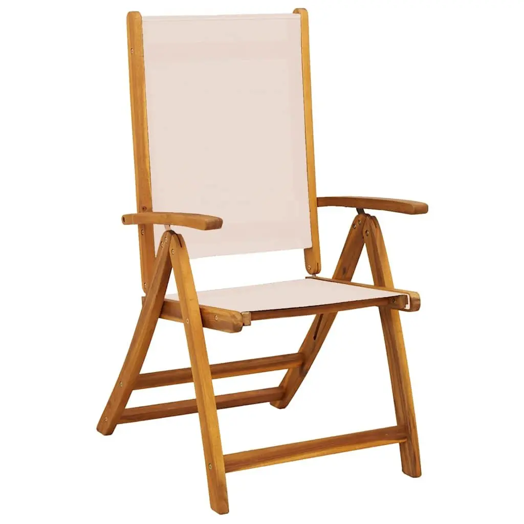 Folding Outdoor Chairs 2 pcs Solid Wood Acacia Textilene Garden Patio Seating