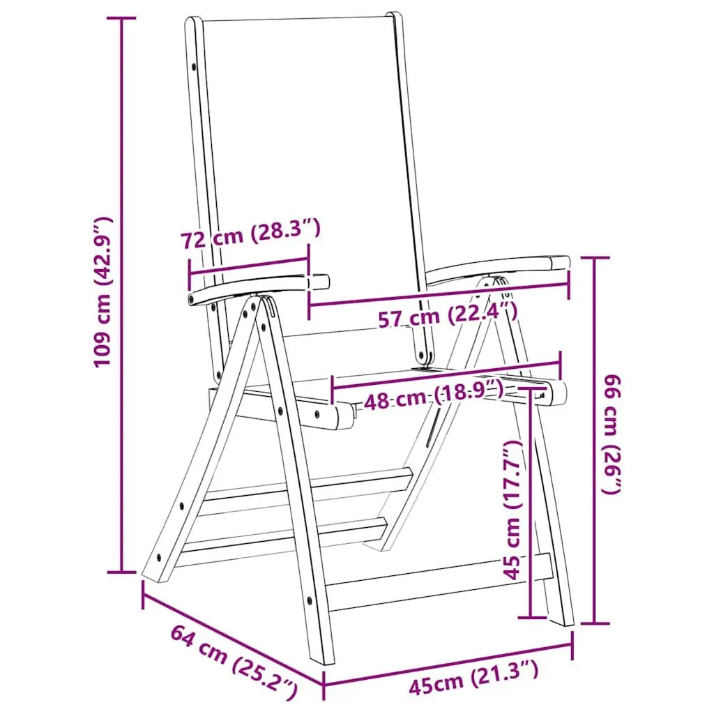 Folding Garden Chairs 2 pcs Brown
