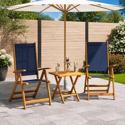 Adjustable Backrest Folding Chairs 2 pcs Acacia Wood