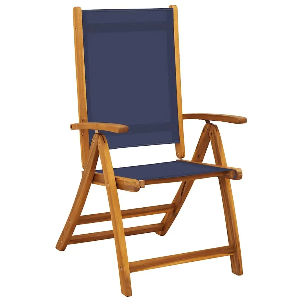 Folding Garden Chairs 2 pcs Outdoor Acacia Wood Textilene Adjustable Backrest