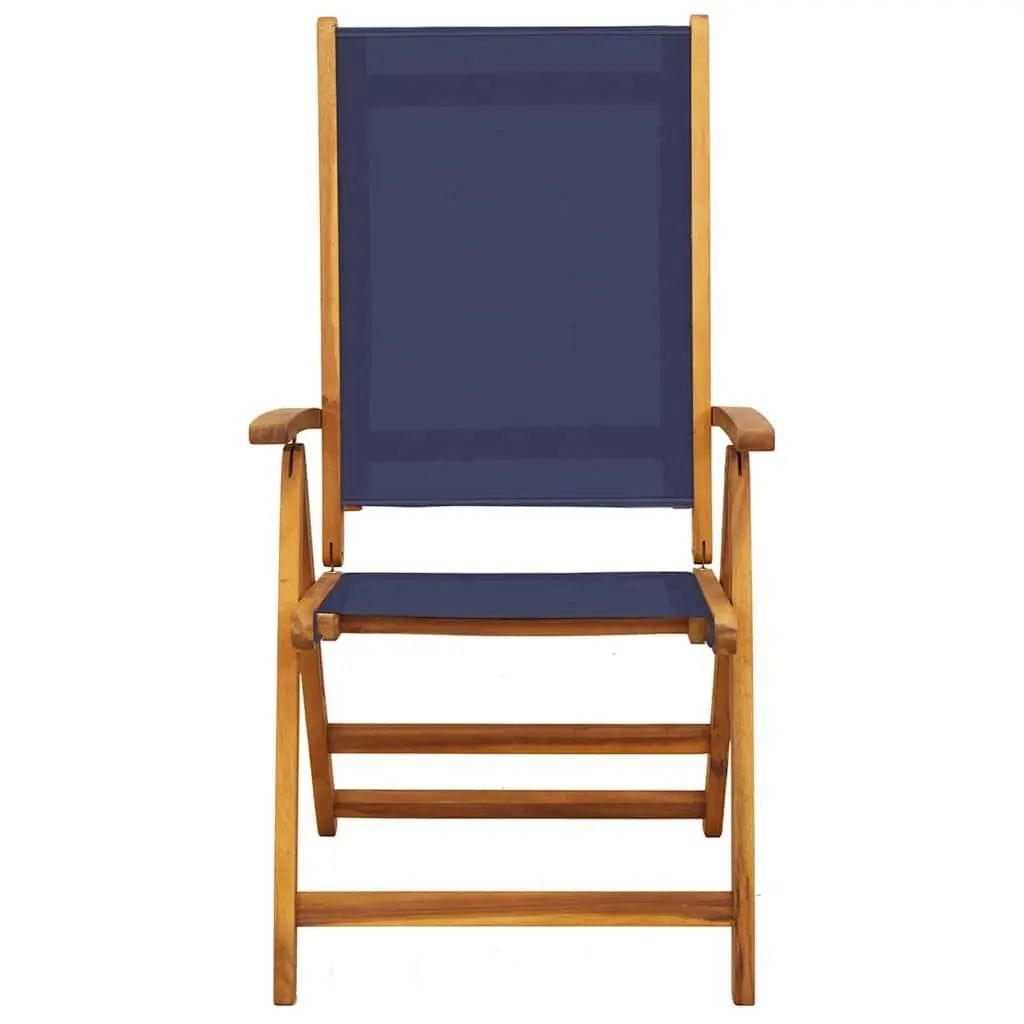Folding Garden Chairs 2 pcs Outdoor Acacia Wood Textilene Adjustable Backrest