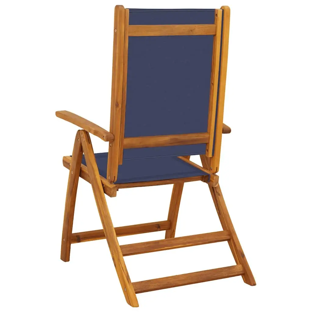 Folding Garden Chairs 2 pcs Outdoor Acacia Wood Textilene Adjustable Backrest