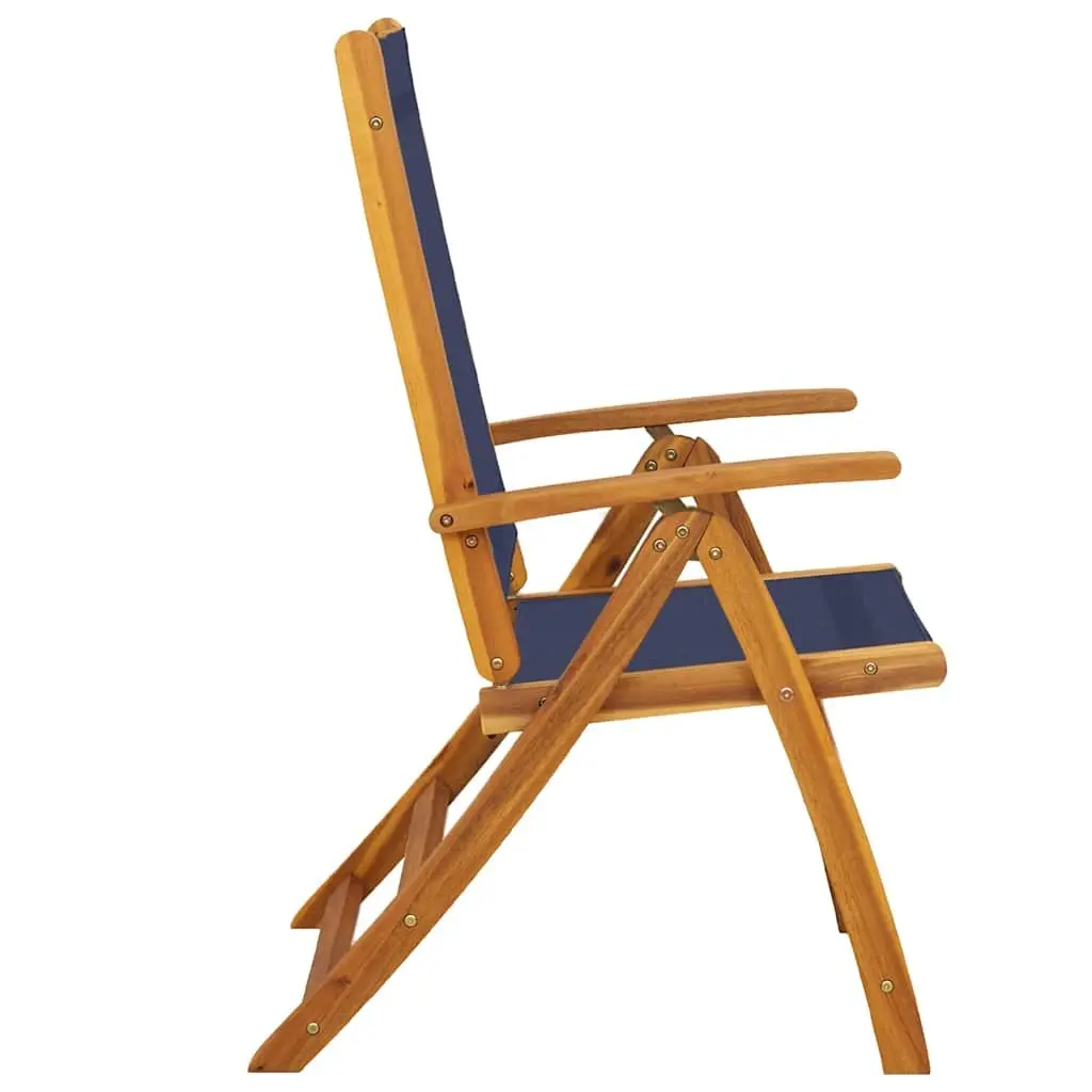 Folding Garden Chairs 2 pcs Outdoor Acacia Wood Textilene Adjustable Backrest